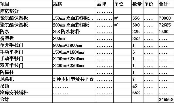 冷庫設(shè)計(jì)報價參考圖1